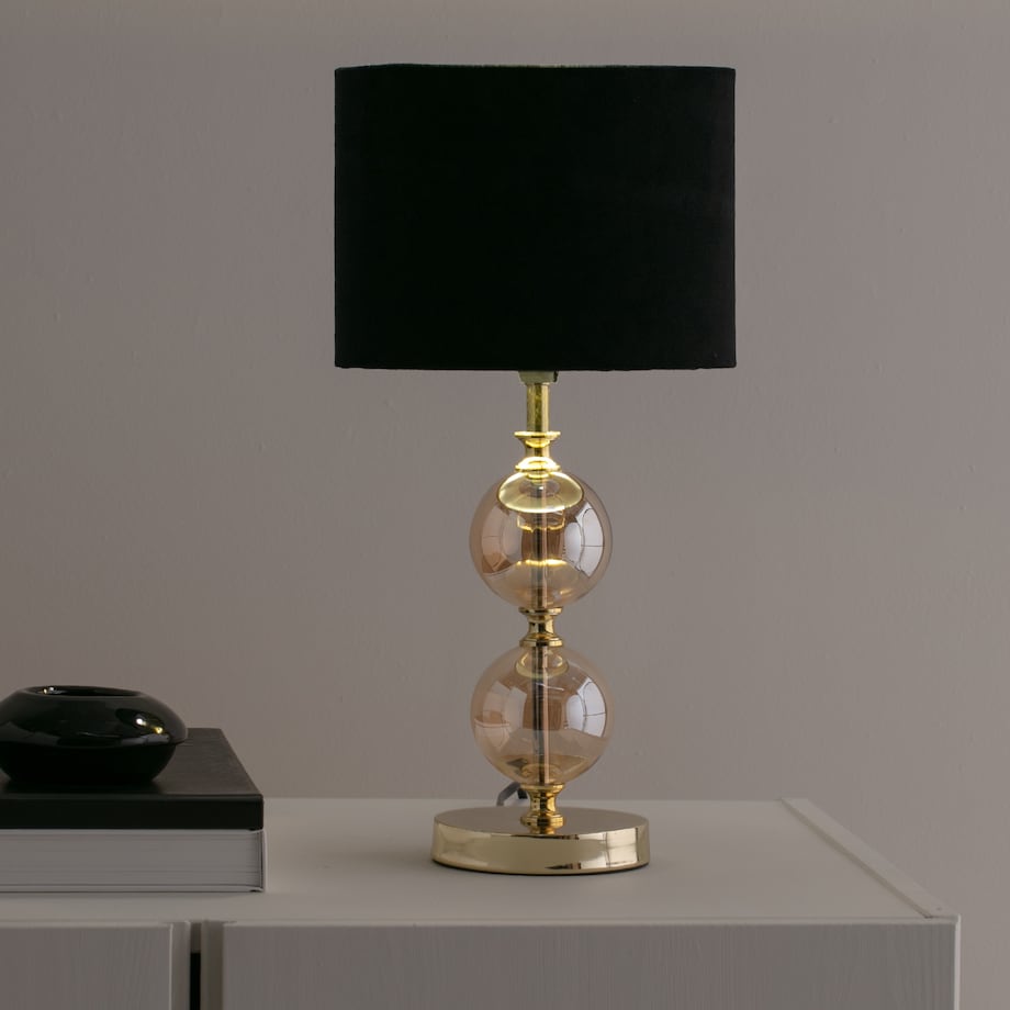 lampa stołowa ze szklaną podstawą calleo