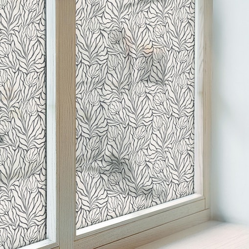 Naklejka na szybę chroniąca prywatność - Roślinny wzór klasyczna symetria