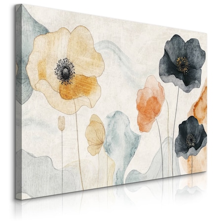 Obraz Ścienny Do Salonu Jadalni Pastelowe Kwiaty Maki Styl Retro 120x80cm