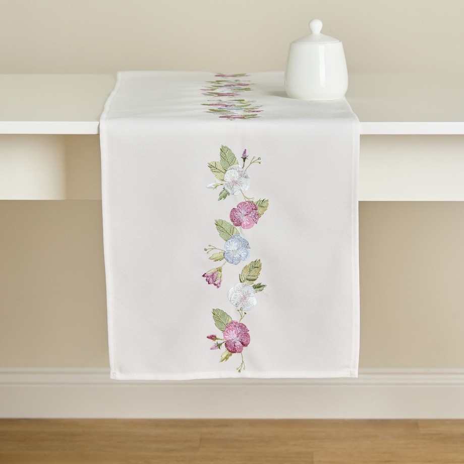 Bieżnik Haftowany Pansisa 35x174 cm z motywem kwiatowym