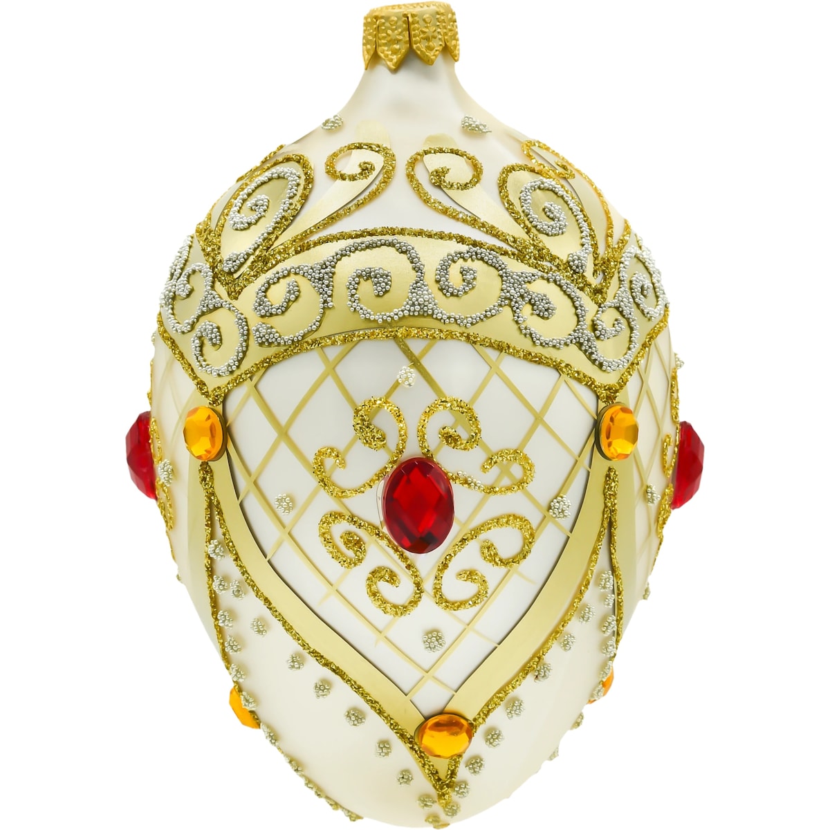 Bombka choinkowa - Ekskluzywne jajo Faberge z kamieniami: jasnozłote