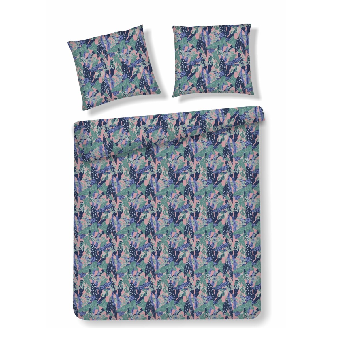 Pościel z bawełny satynowej Hazel 200x220 cm z motywem liściastym