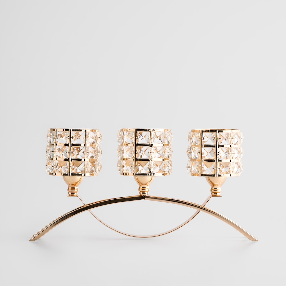 Świecznik potrójny Etienet trio z motywem geometrycznym