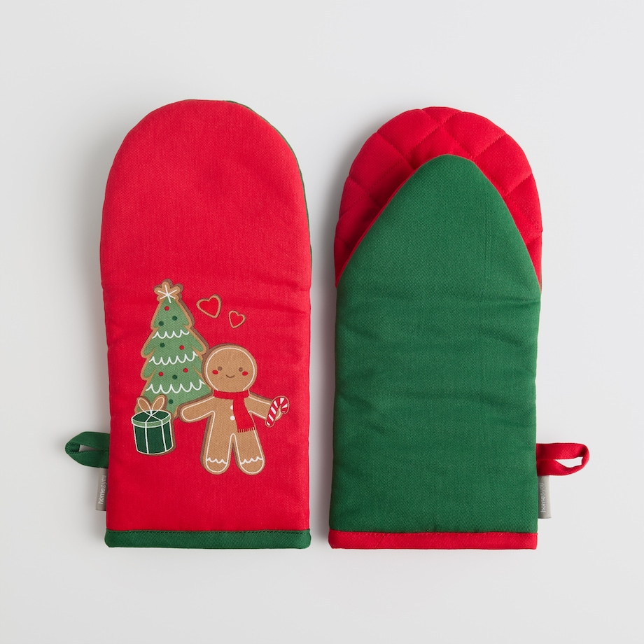 Komplet Rękawic Kuchennych Ginno 14x30 cm z motywem piernika