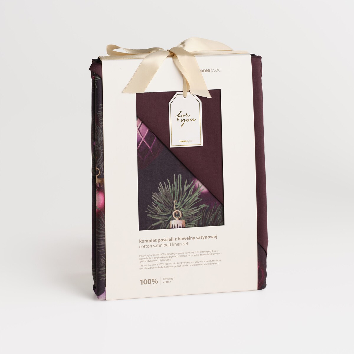 Pościel z bawełny satynowej Miravella 200x220 cm z motywem choinki