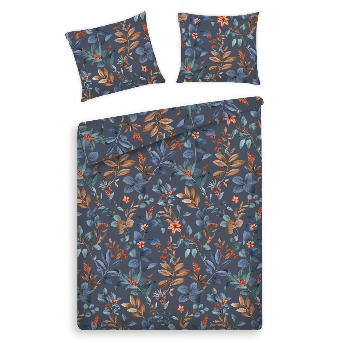 Pościel z bawełny satynowej Feriosa 160x200 cm z motywem roślinnym