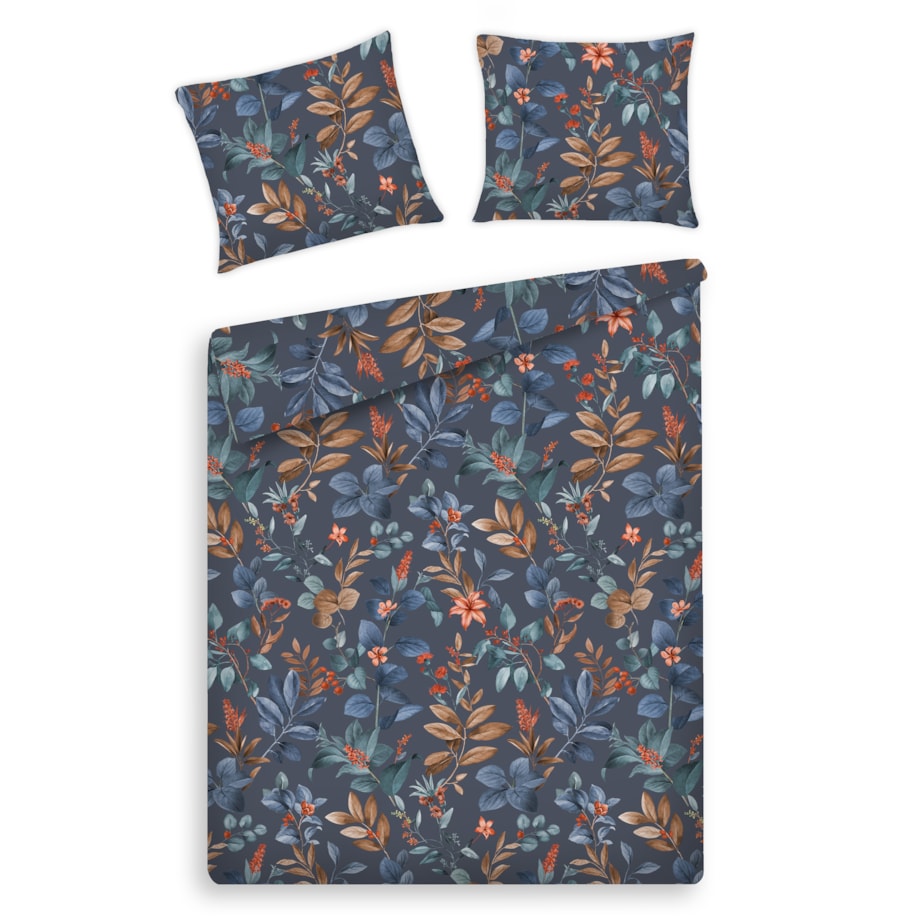 Pościel z bawełny satynowej Feriosa 160x200 cm z motywem roślinnym