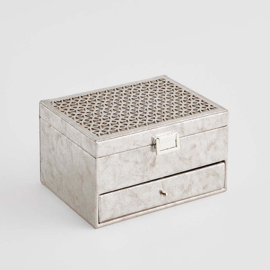 Szkatułka Na Biżuterię Rundo 22x17 cm w kratę