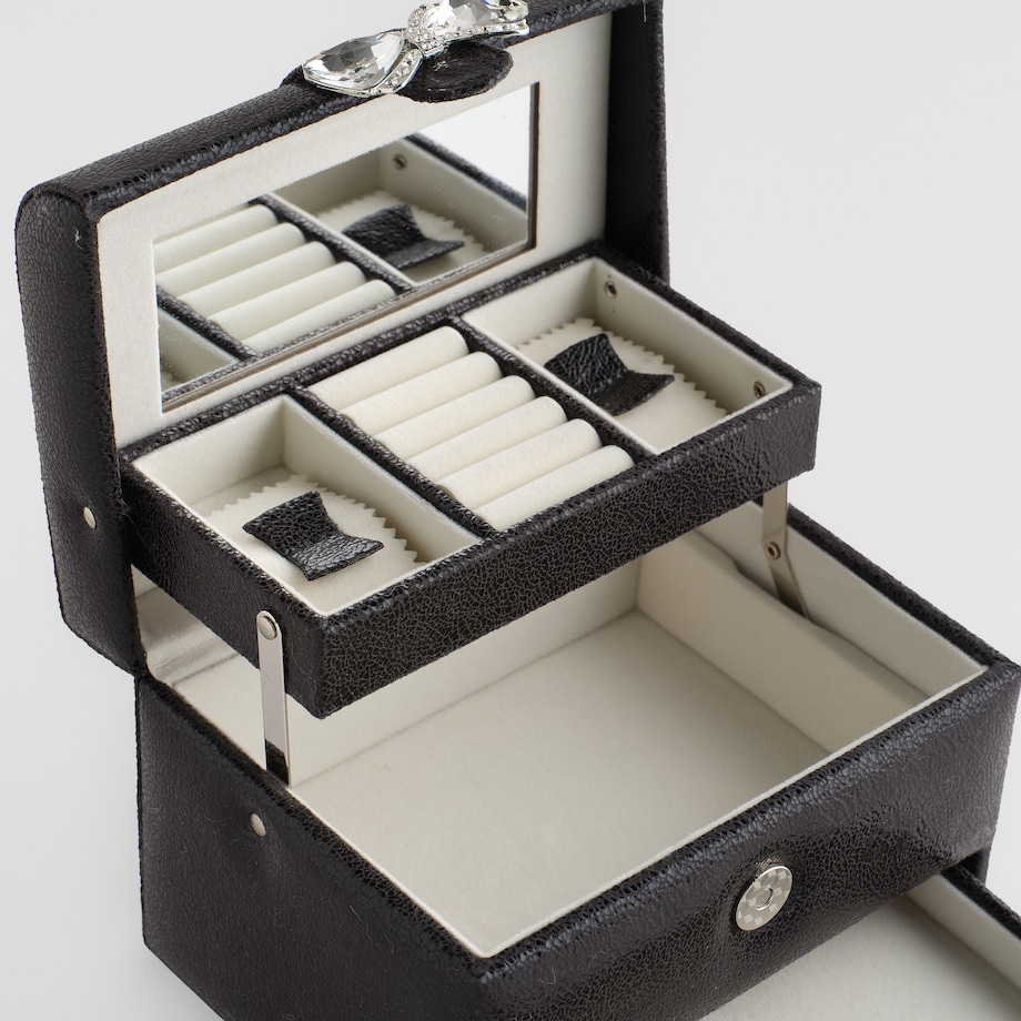 Szkatułka z lustrem, szufladkami i przegródkami Lara 18x14 cm