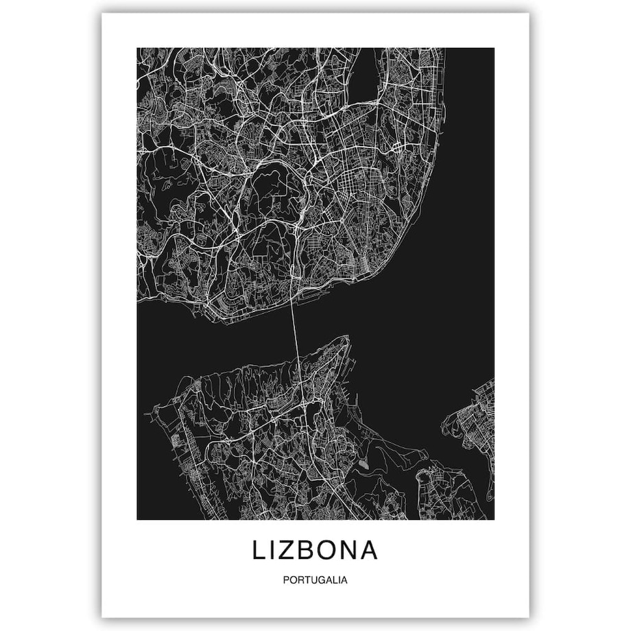 plakat lizbona mapa 70x100