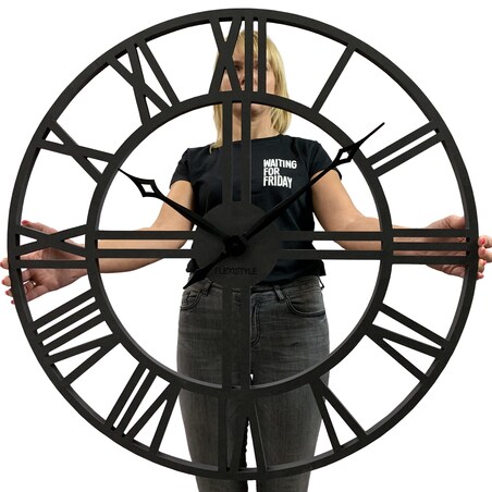 Zegar ścienny duży czarny LOFT 80cm