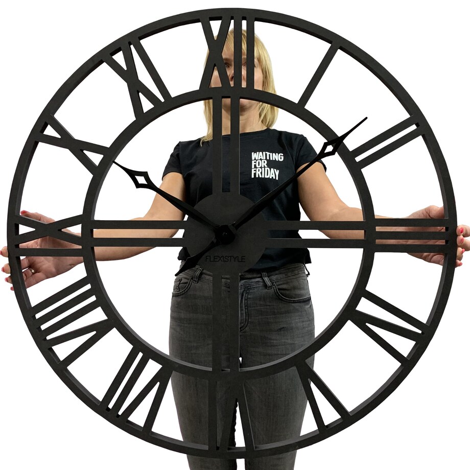 Zegar ścienny duży czarny LOFT 80cm