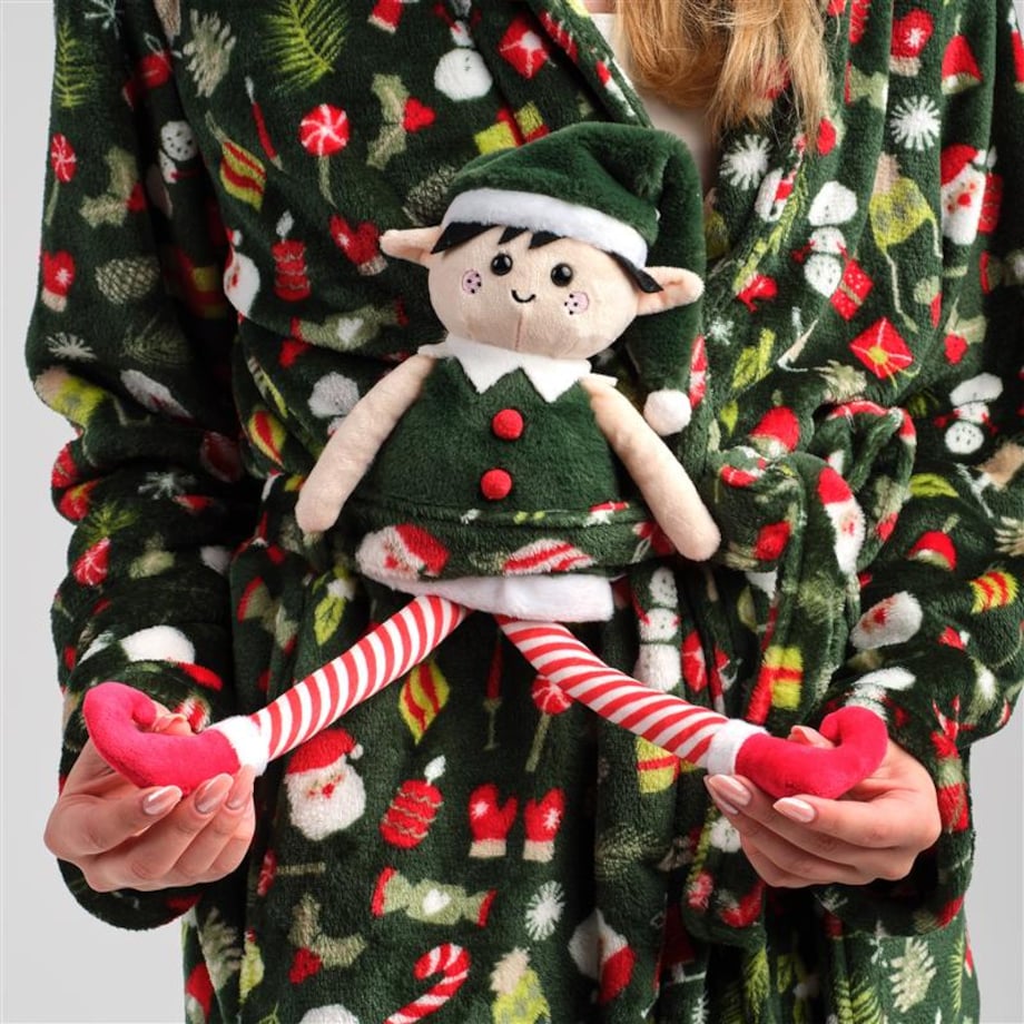Przytulanka Elfi z motywem mikołaja