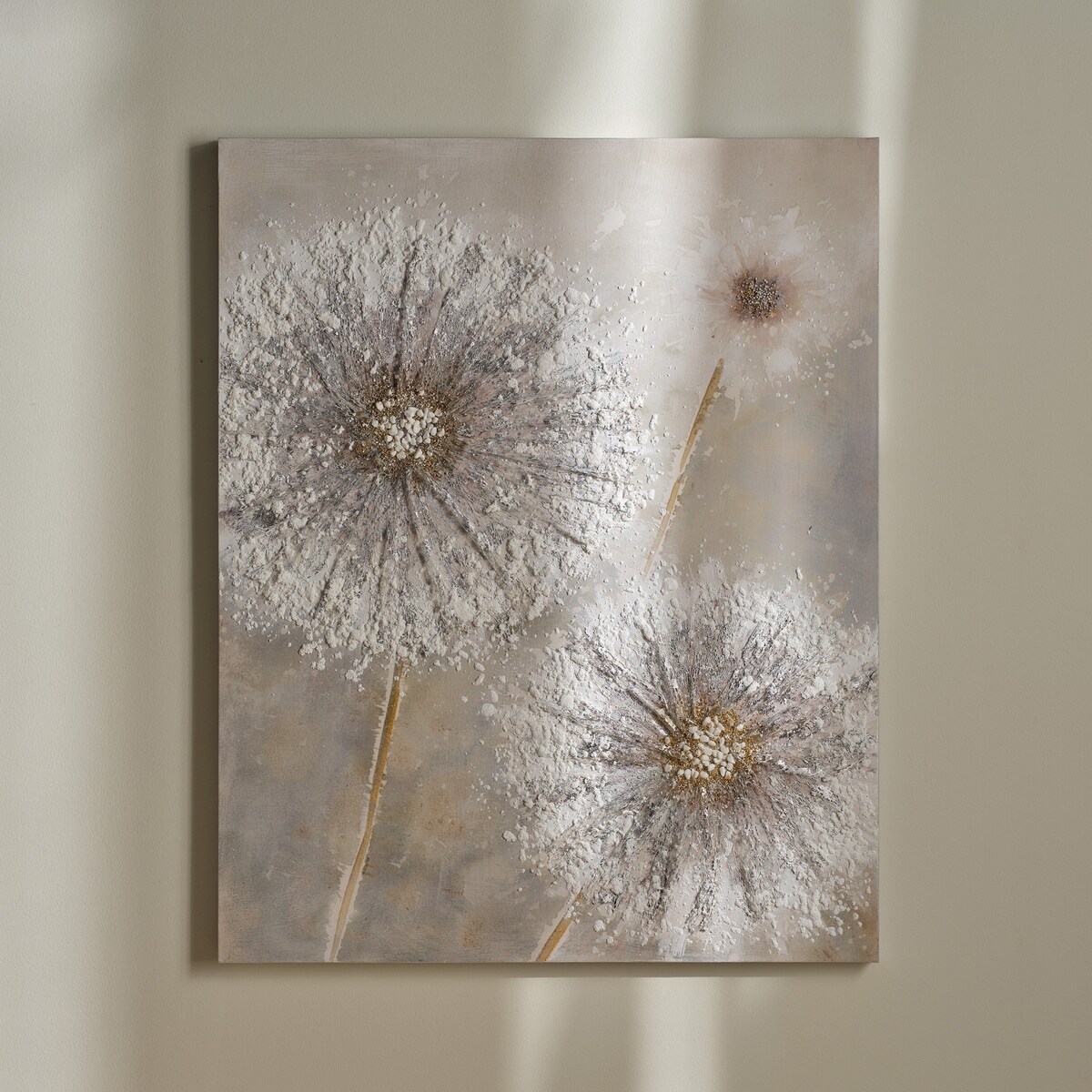 ręcznie zdobiony obraz na płótnie dmuchawce dente 80x100