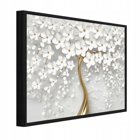 Obraz W Ramie Do Sypialni Salonu Na Płótnie Drzewo Abstrakcja Beżowy 100x70