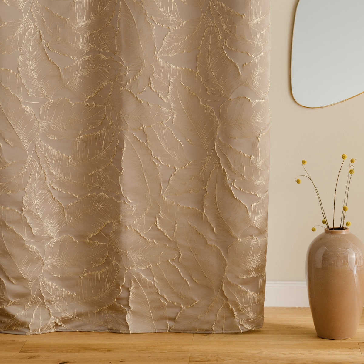 Zasłona Żakardowa Fernaso 140x250 cm z motywem liściastym