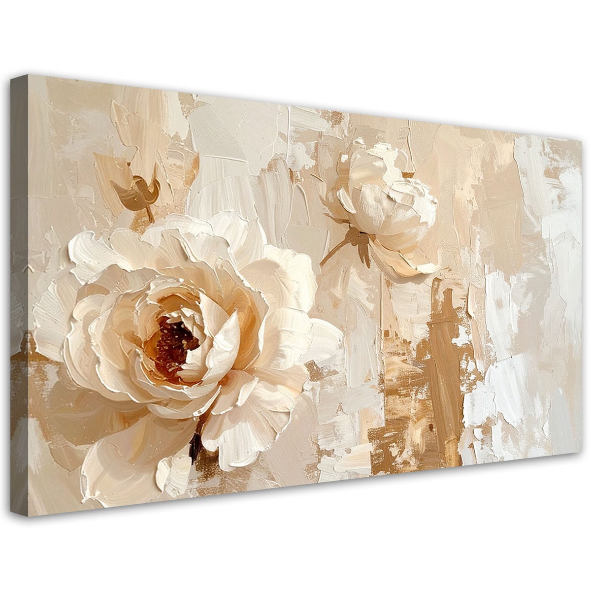 Obraz do salonu sypialni biura spa, Pastelowa Abstrakcja Kwiat róży w kolorach beżu 100x50 cm