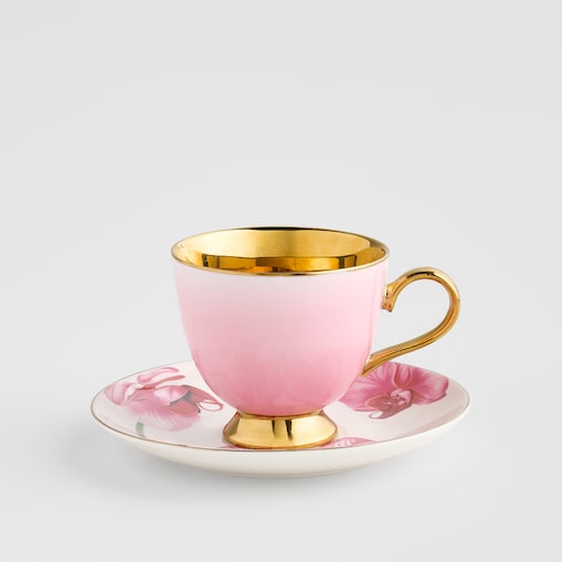 Filiżanka Ze Spodkiem Orchid z motywem kwiatowym