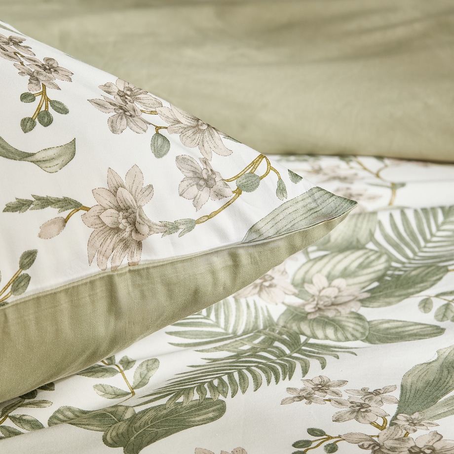 Pościel z bawełny satynowej Mirahob 160x200 cm z motywem roślinnym