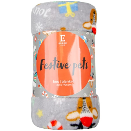 Drukowany koc Festive Pets 130x170 cm