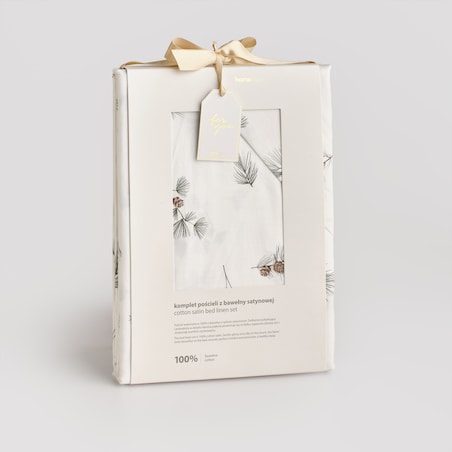 Pościel z bawełny satynowej Grineso 160x200 cm z motywem liściastym