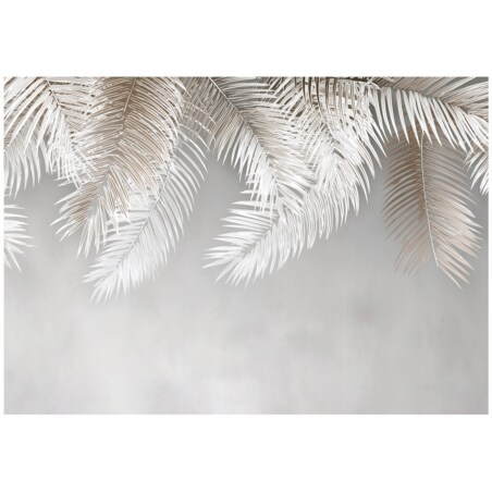 Fototapeta Do Sypialni Salonu Na Flizelinie Liście Beton Beżowy 400x280