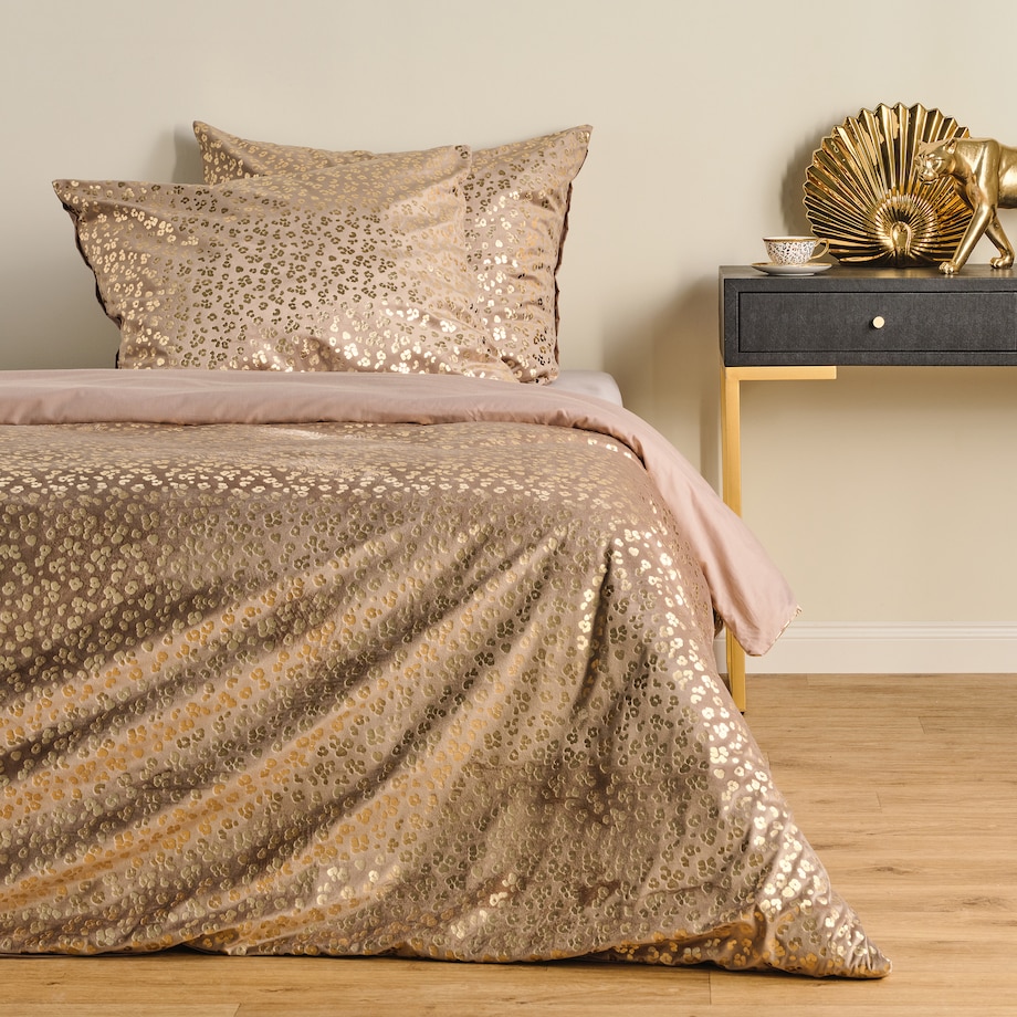 Pościel welwetowa ze złotym nadrukiem Panterin 200x220 cm