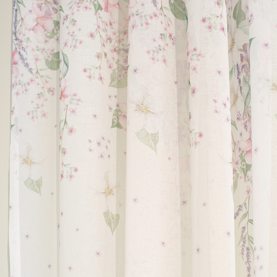 Firana Bezillo 140x250 cm z motywem kwiatowym