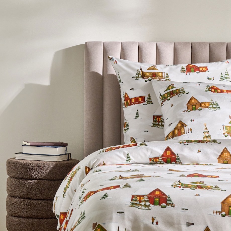 Pościel z bawełny satynowej Winhurst 160x200 cm z motywem choinki