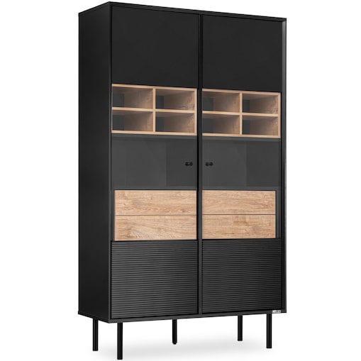 KONSIMO LOFTY Dwudrzwiowa witryna na wysokich nogach w stylu loft