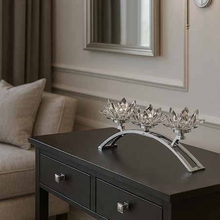 Świecznik potrójny Cristal shine trio z motywem kwiatowym