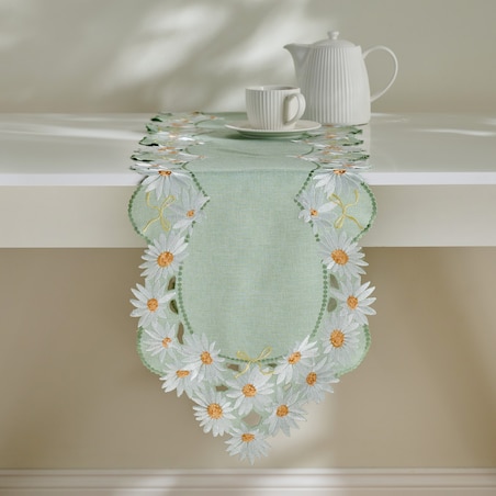 Bieżnik Haftowany Mintsy 35x174 cm z motywem kwiatowym