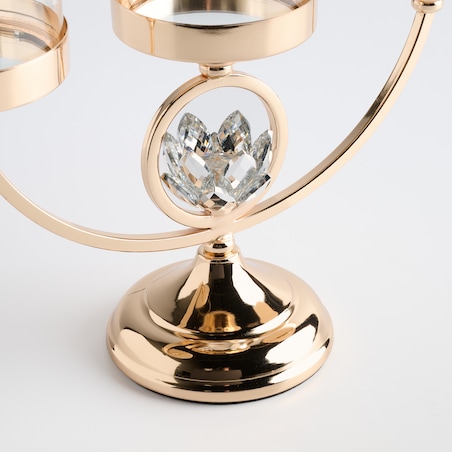 Świecznik potrójny Cristal shine brooche z motywem kwiatowym