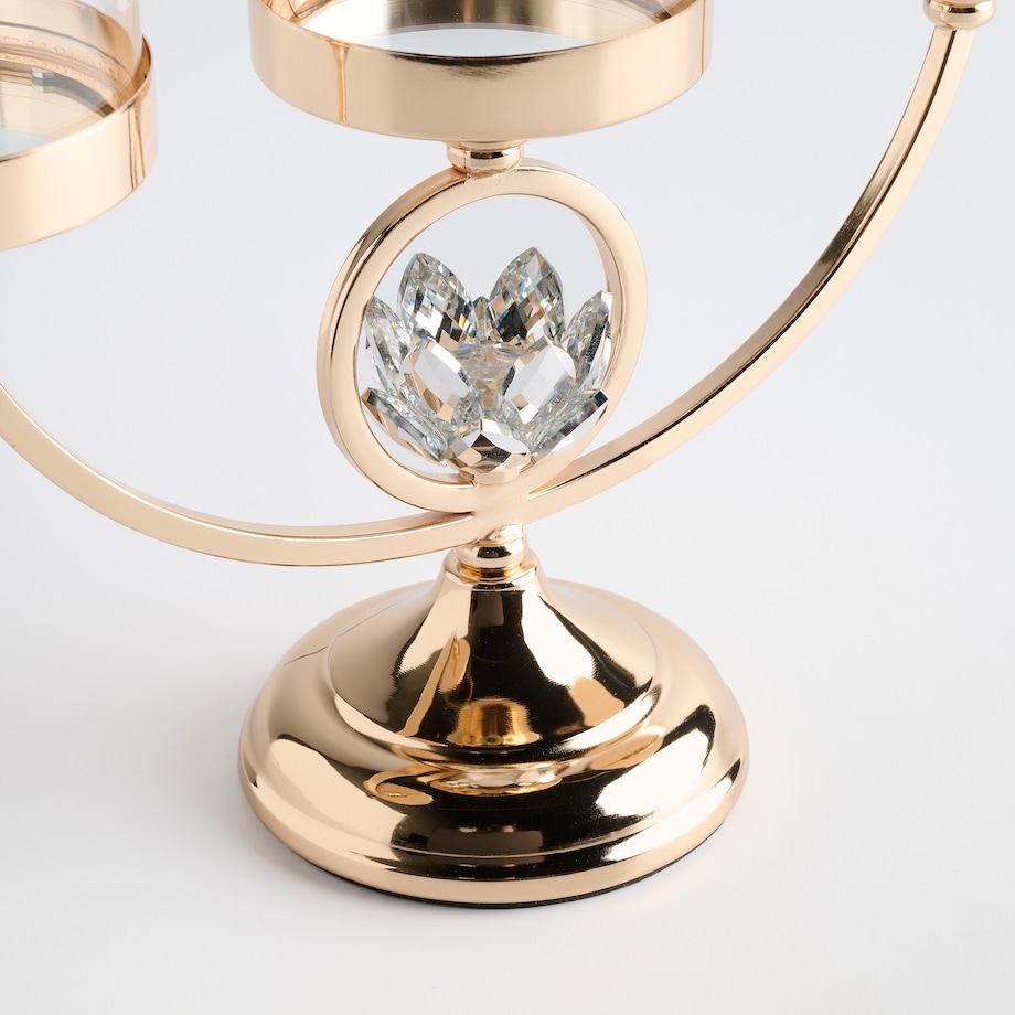 Świecznik potrójny Cristal shine brooche z motywem kwiatowym