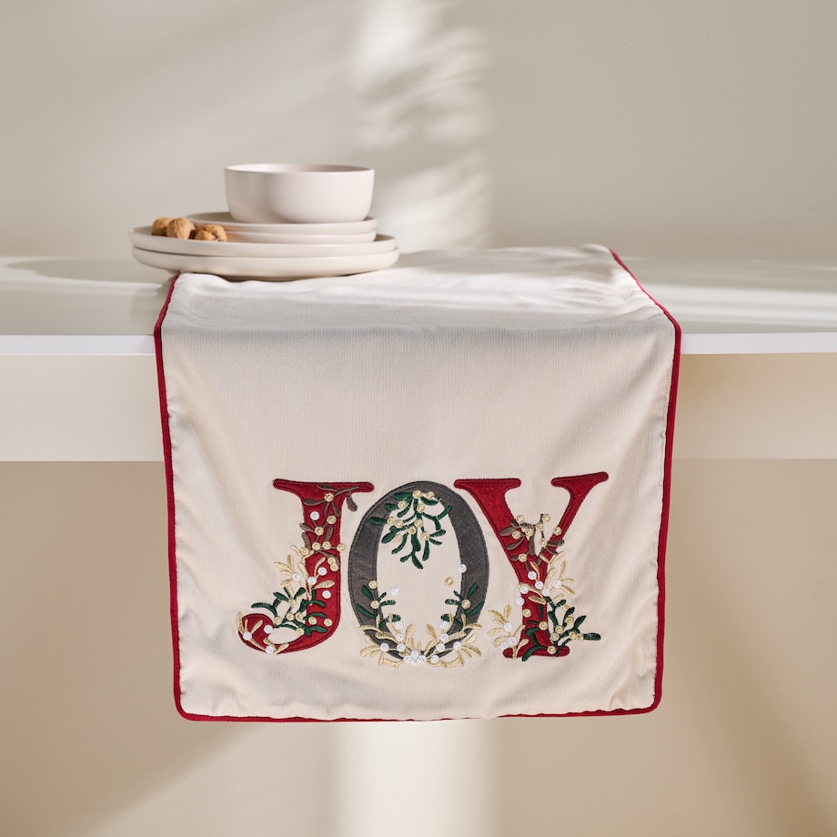 Bieżnik Haftowany Jolino 45x180 cm z motywem napisów