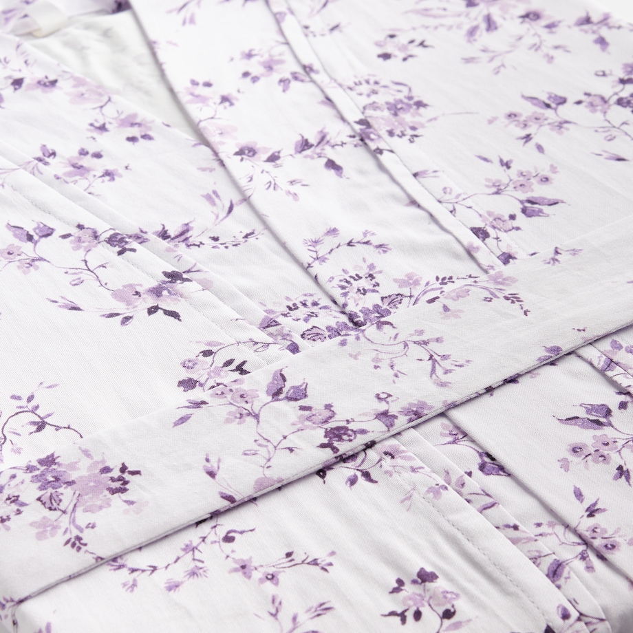 Szlafrok z bawełny satynowej Fiorre z motywem kwiatowym