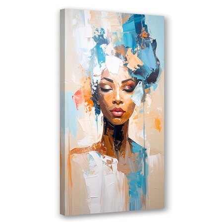 Feeby Obraz do salonu sypialni, Portret kobiety abstrakcja turkusowy 60x120