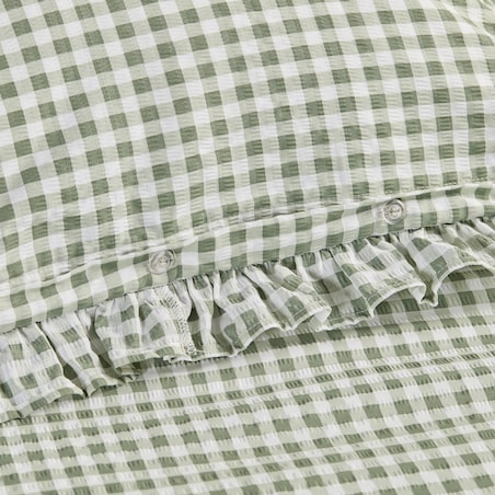 Pościel z kory z falbaną Minomi 160x200 cm w kratę