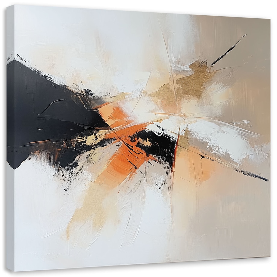 Feeby Obraz do salonu sypialni, Abstrakcja beżowo pomarańczowa 60x60