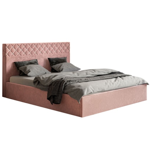 Łóżko tapicerowane 140x200 OLDO 4 z pojemnikiem, do sypialni- różowe