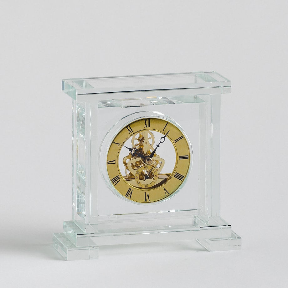 elegancki zegar stojący ze szkła kryształowego hardy