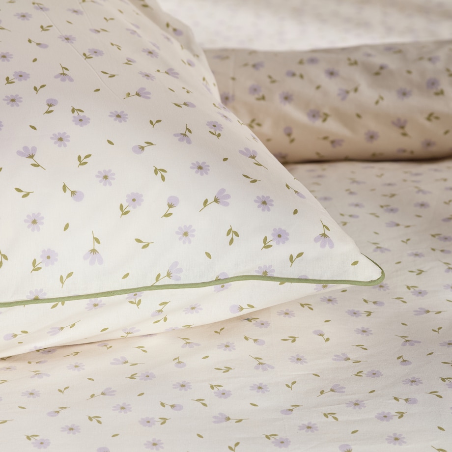 Pościel bawełniana z lamówką Avis 140x200 cm z motywem kwiatowym