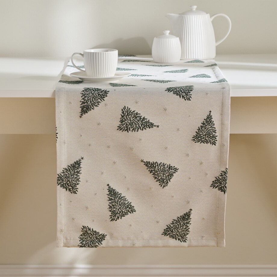 Bieżnik Żakardowy Feriados 40x180 cm z motywem choinki
