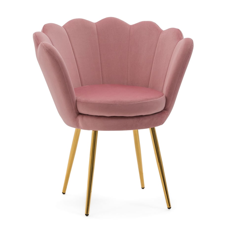 Muszelka krzesło welurowe różowe SHELL złote nogi do toaletki salonu biura