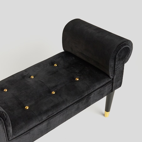 Welurowy szezlong w stylu glamour wykończony cyrkoniami atlin