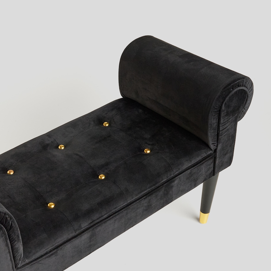 Welurowy szezlong w stylu glamour wykończony cyrkoniami atlin