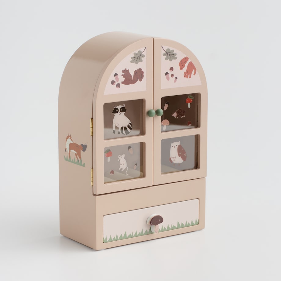 Dziecięca szkatułka na biżuterię z motywem zwierzątek leśnych