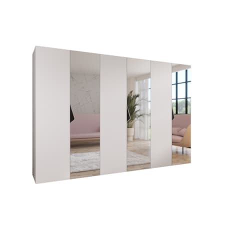 Szafa uchylna z lustrem Sandi 2 300 (3X100) wys 202 cm Biały + u Czarny