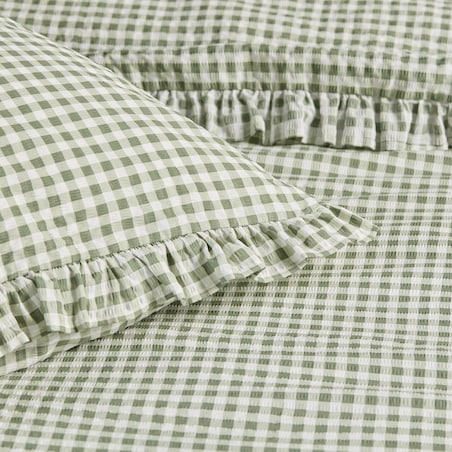 Pościel z kory z falbaną Minomi 160x200 cm w kratę