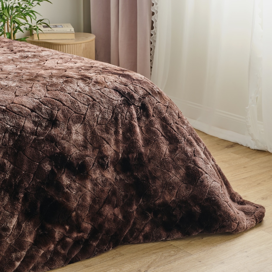 Drukowana futrzana narzuta na łóżko Norana 180x200 cm